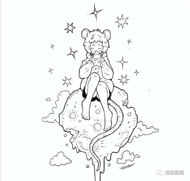 画师：ins：nemupan好看出效果的黑白少女