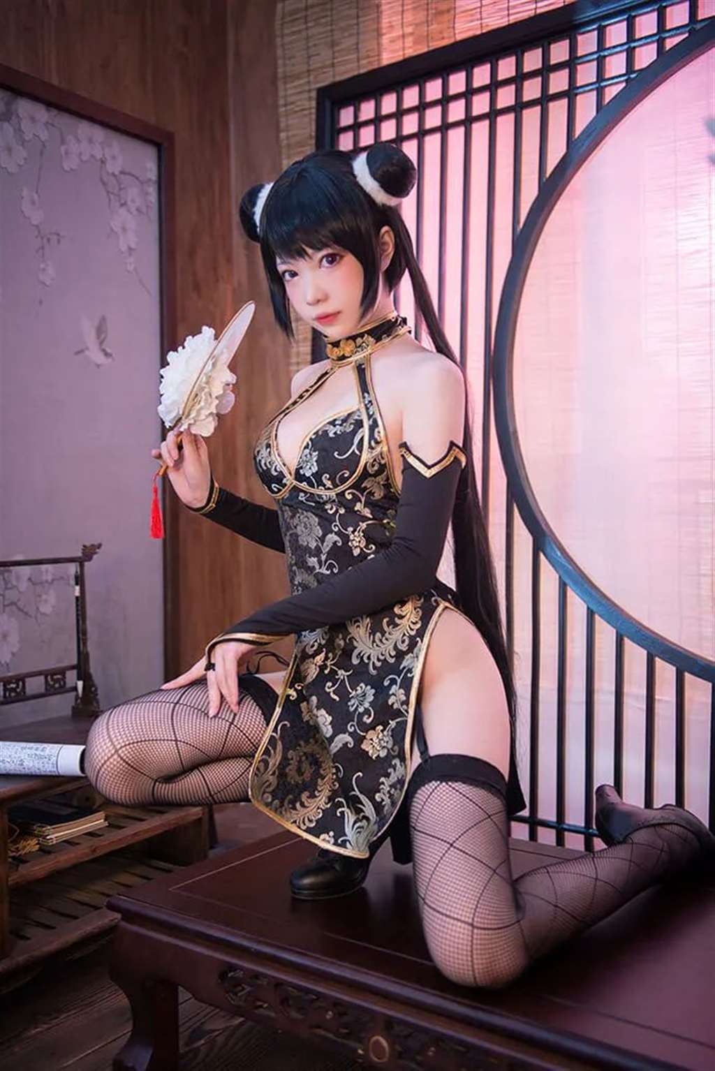 冬月茉莉黑色旗袍cos