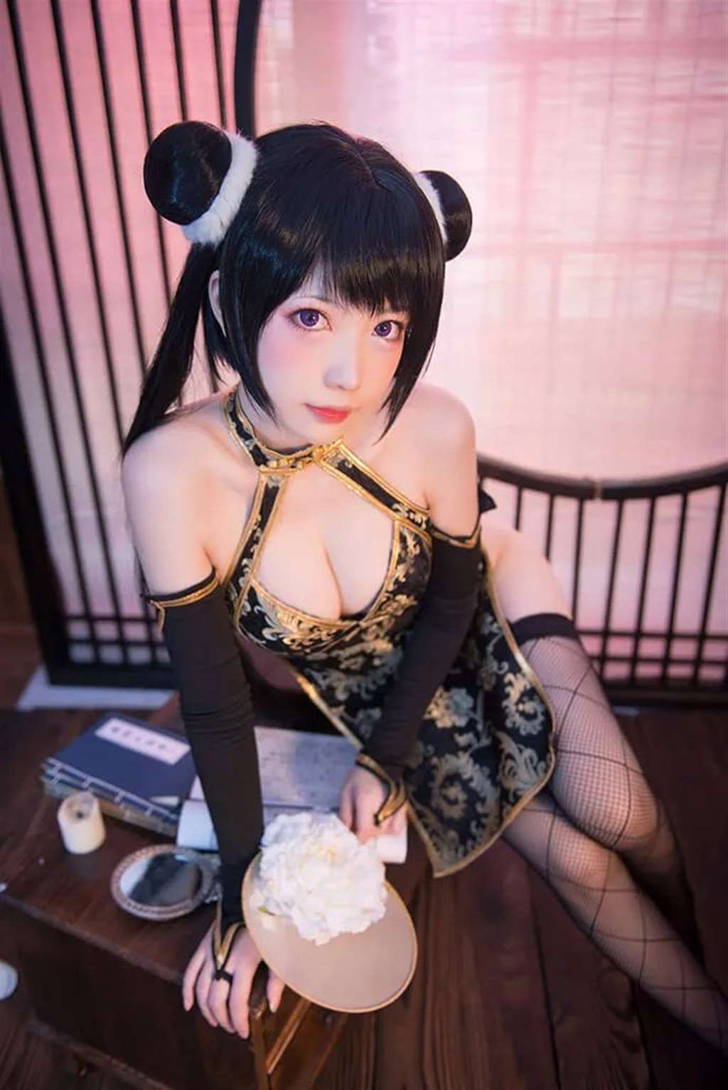 冬月茉莉黑色旗袍cos