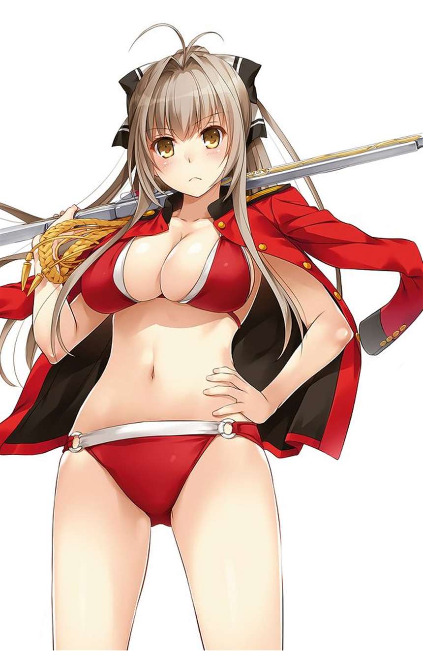 amagi_brilliant_park bikini cleavage detexted gun nakajima_yuka