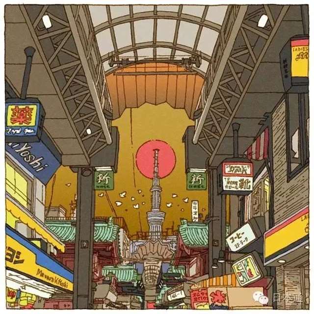 “つちもちしんじ”的插画师以东京街道为题材画了一系列插图