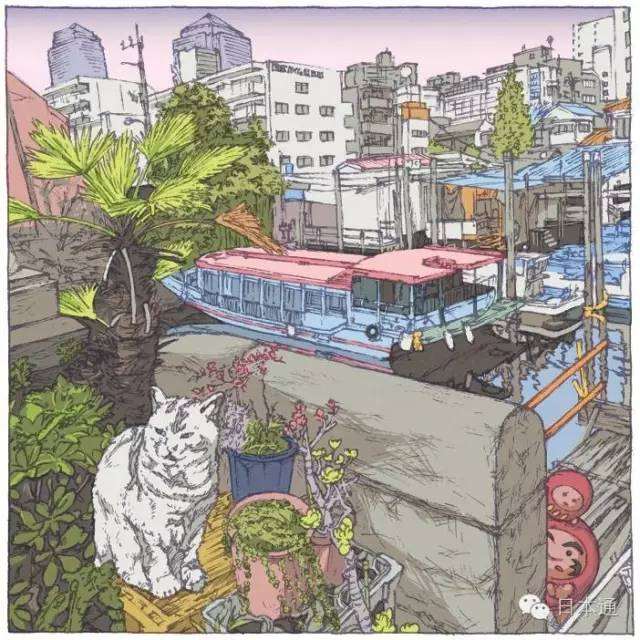 “つちもちしんじ”的插画师以东京街道为题材画了一系列插图