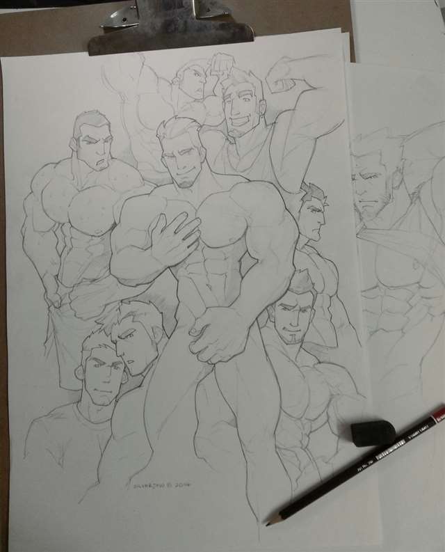 马来西亚同志画师Silverjow的肌肉男插画系列