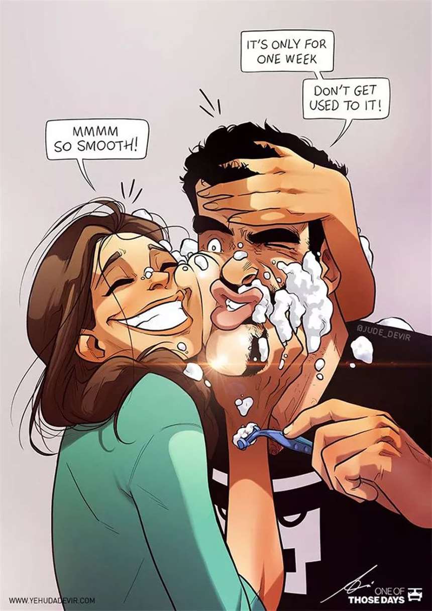 肌肉男漫画家Yehuda Adi Devir和妻子Maya的甜蜜日常