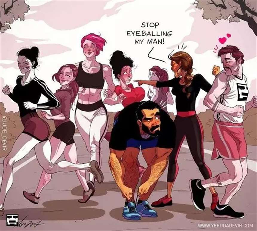 肌肉男漫画家Yehuda Adi Devir和妻子Maya的甜蜜日常