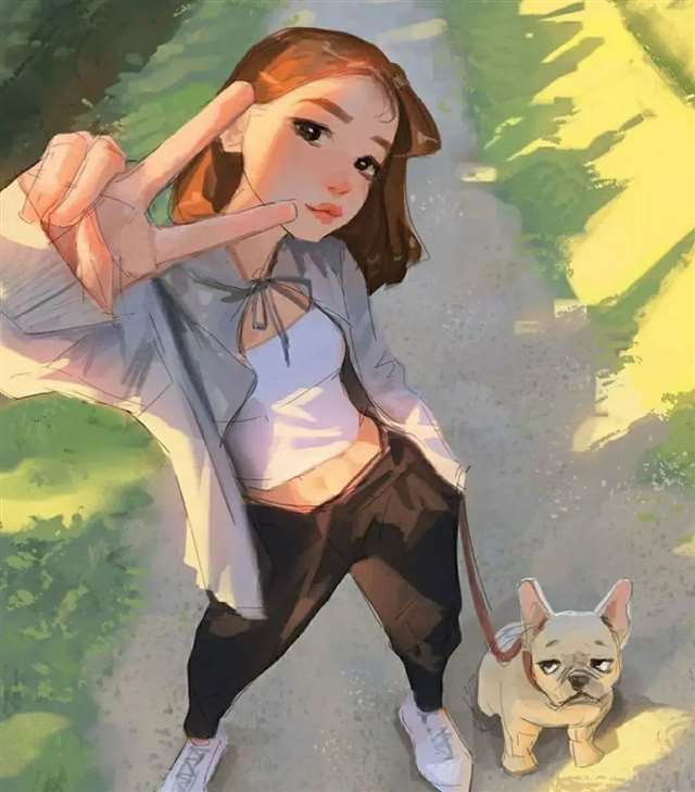 热爱生活的美丽女孩插画图片来自插画师Sam Yang人物作品集