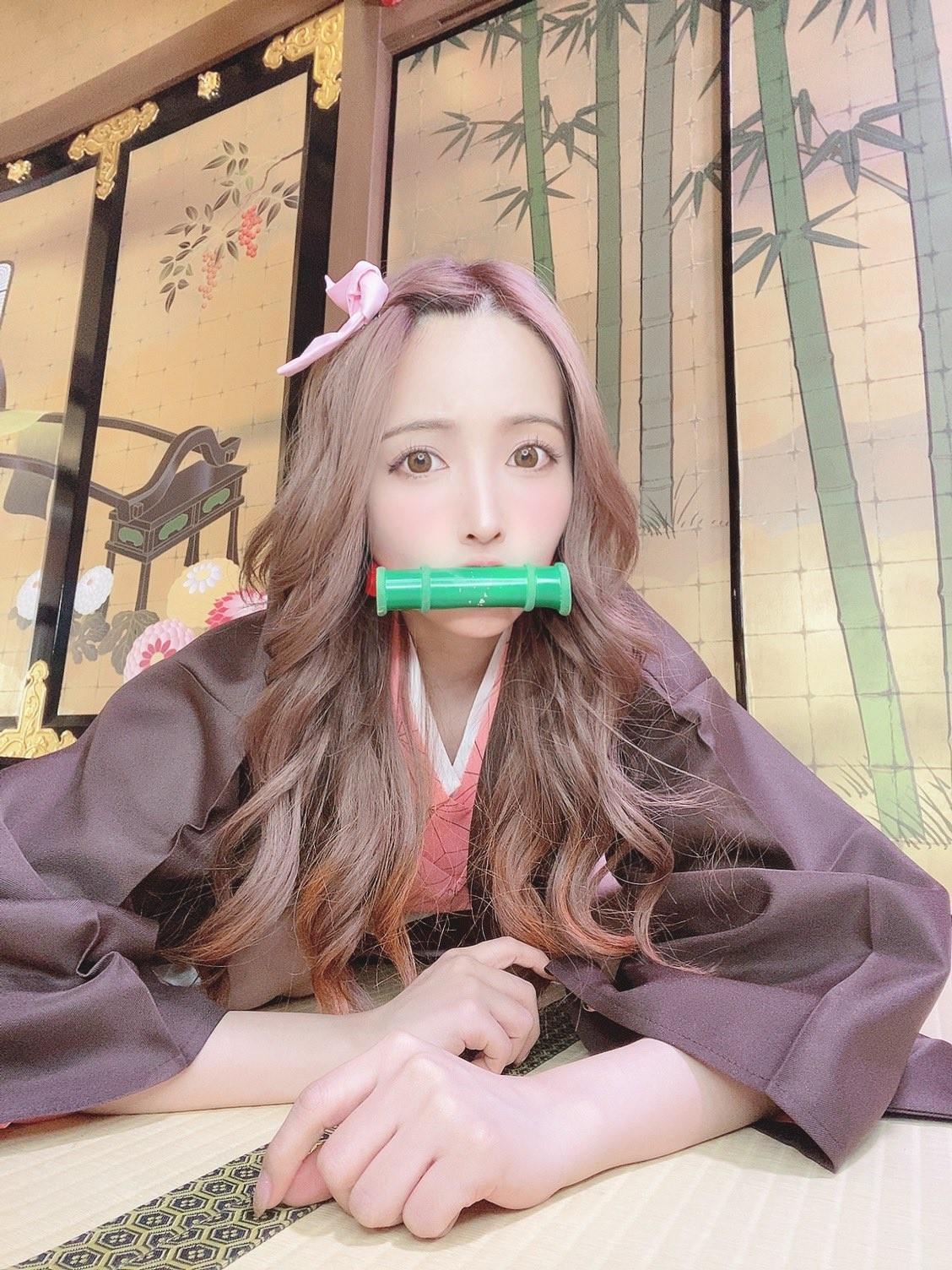 COS正片/三上悠亚万圣节Cos 祢豆子网友表示穿上衣服都不认得了