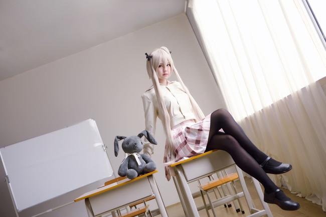 COS正片/缘之空，春日野穹 黑丝校服！