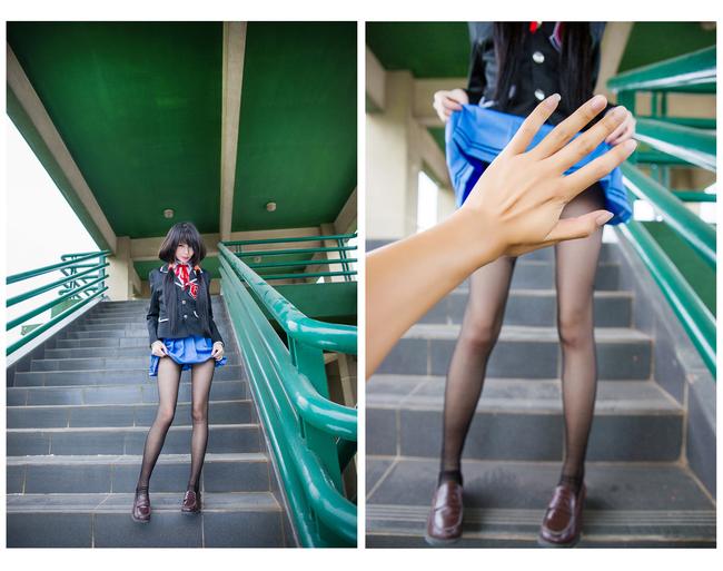 COS正片/约会大作战，时崎狂三 黑丝校服！