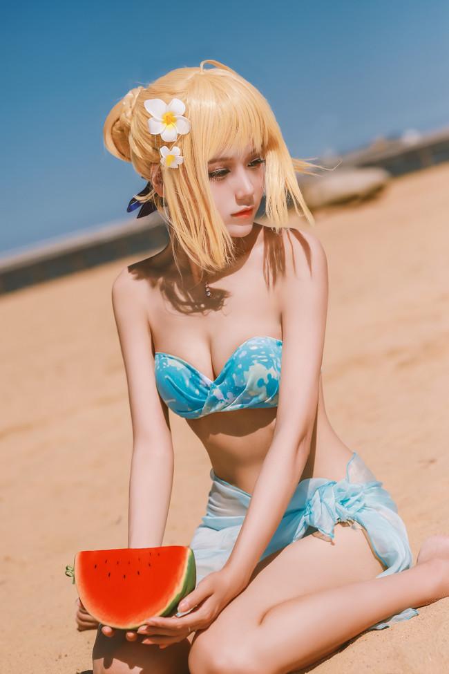 COS正片/Fate/Extra Saber 泳装