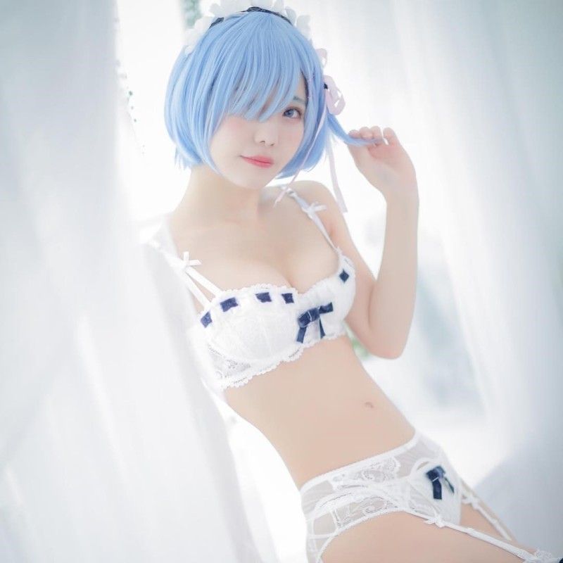 日本萌妹雷姆COS作品集 白色内衣尽显软萌身姿