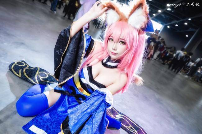 Cosplay福利/蓝色丝袜 玉藻前cos Cn：兔哥w