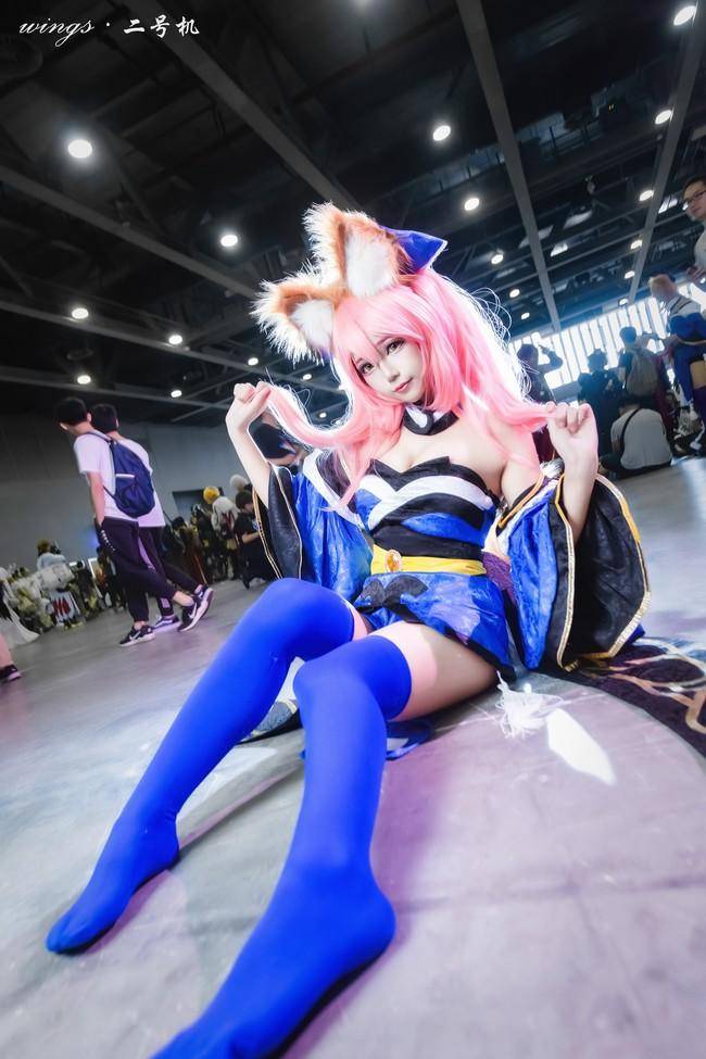 Cosplay福利/蓝色丝袜 玉藻前cos Cn：兔哥w