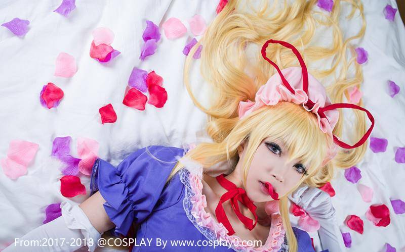 Cosplay福利/青青子Cosplay东方Project八云紫白丝萝莉私房写真福利