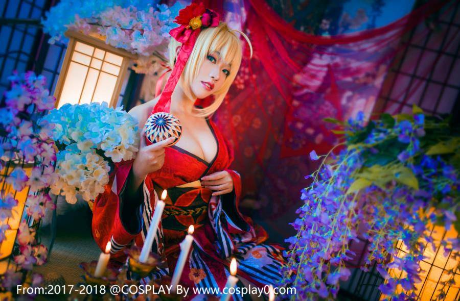 Cosplay福利/半次元巨乳美女Fate尼禄和服Cosplay福利图片