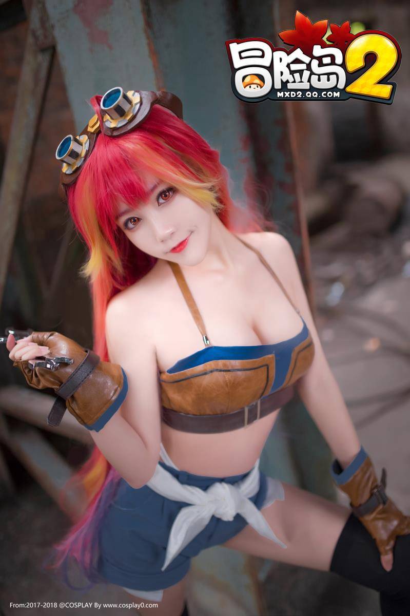 Cosplay福利/巨乳美女啾小妍SAMA冒险岛2莉莉&琪琪Cosplay福利