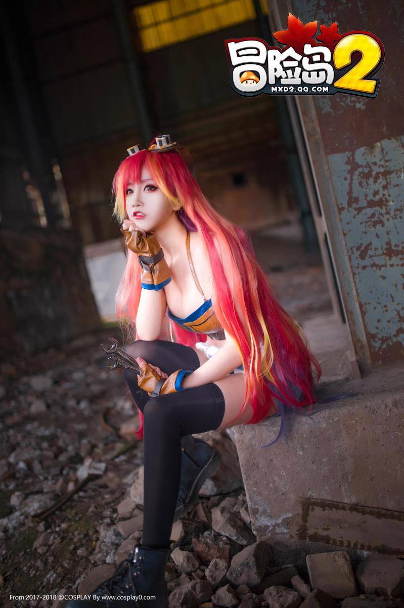 Cosplay福利/巨乳美女啾小妍SAMA冒险岛2莉莉&琪琪Cosplay福利