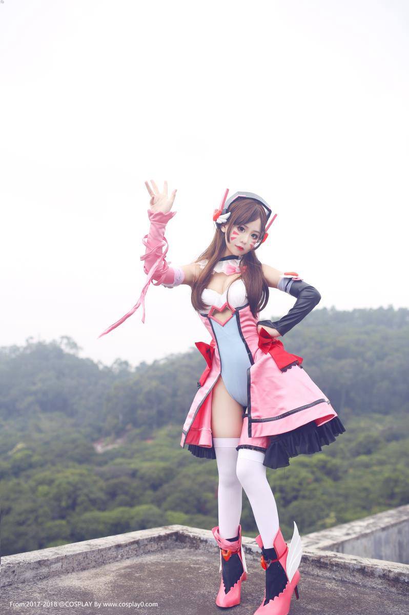Cosplay福利/萌芽儿Cos守望先锋d.va同人魔法少女白丝胖次福利图