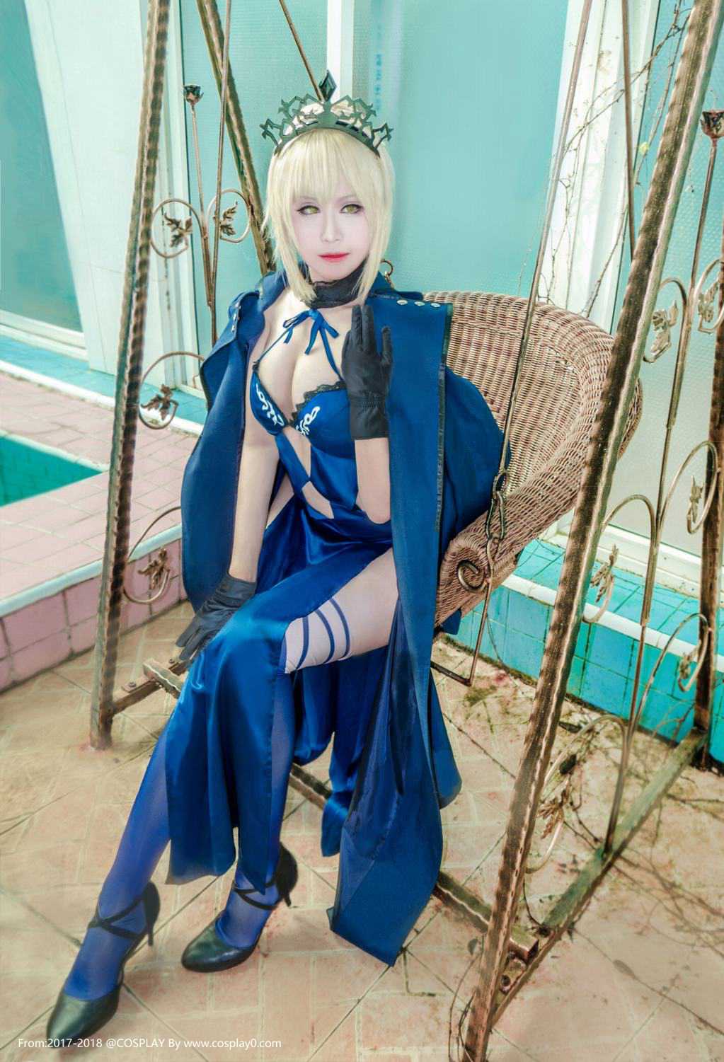 Cosplay福利/巨乳美女亚瑟王saber水着泳装无下限Cosplay福利