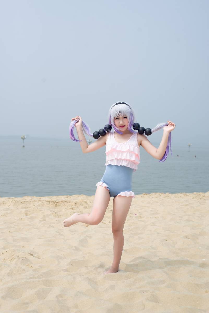 Cosplay福利/小林家的龙女仆四月亖水着泳衣Cosplay康娜萝莉图片
