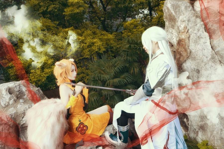 Cosplay福利/二次元百合姐妹花Cosplay王者荣耀妲己李白图片