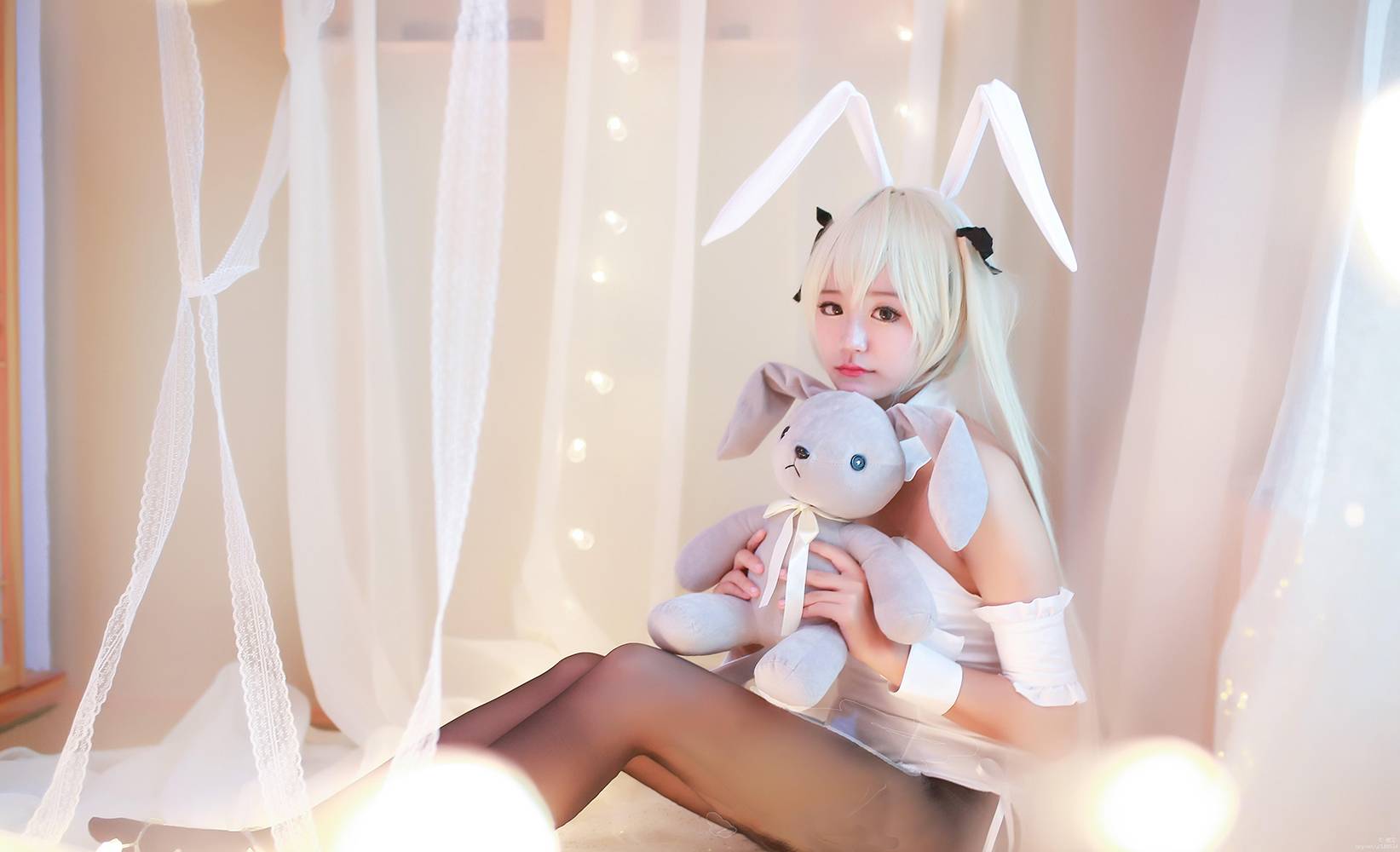 Cosplay福利/春日野穹穹妹黑丝美腿诱惑兔女郎Cosplay福利