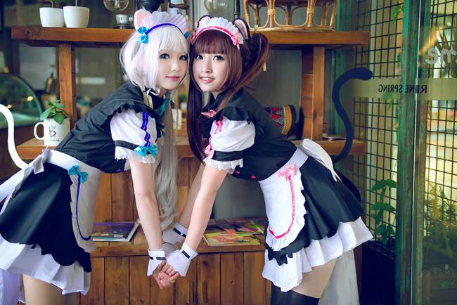 Cosplay福利/绝对领域猫系少女姐妹花女仆白丝萝莉Cosplay番号