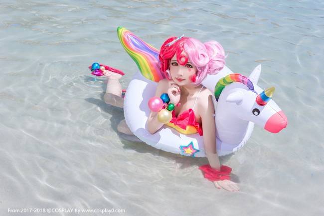 Cosplay福利/王者荣耀缤纷独角兽小乔泳装萝莉无圣光Cosplay福利