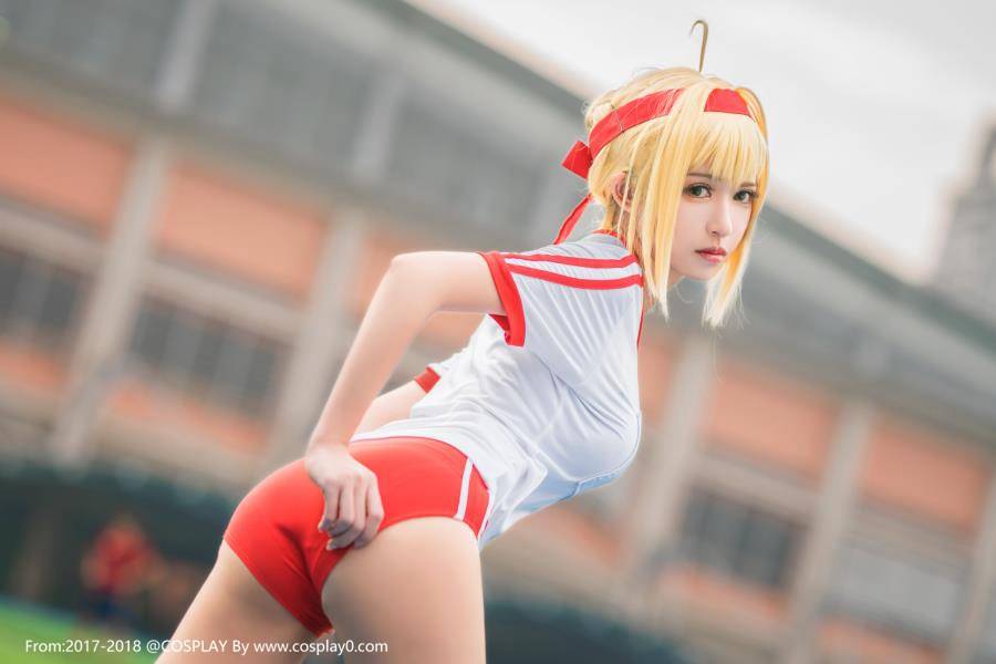 Cosplay福利/巨乳美女鳗鱼霏儿无下限Fate尼禄体操服Cos福利