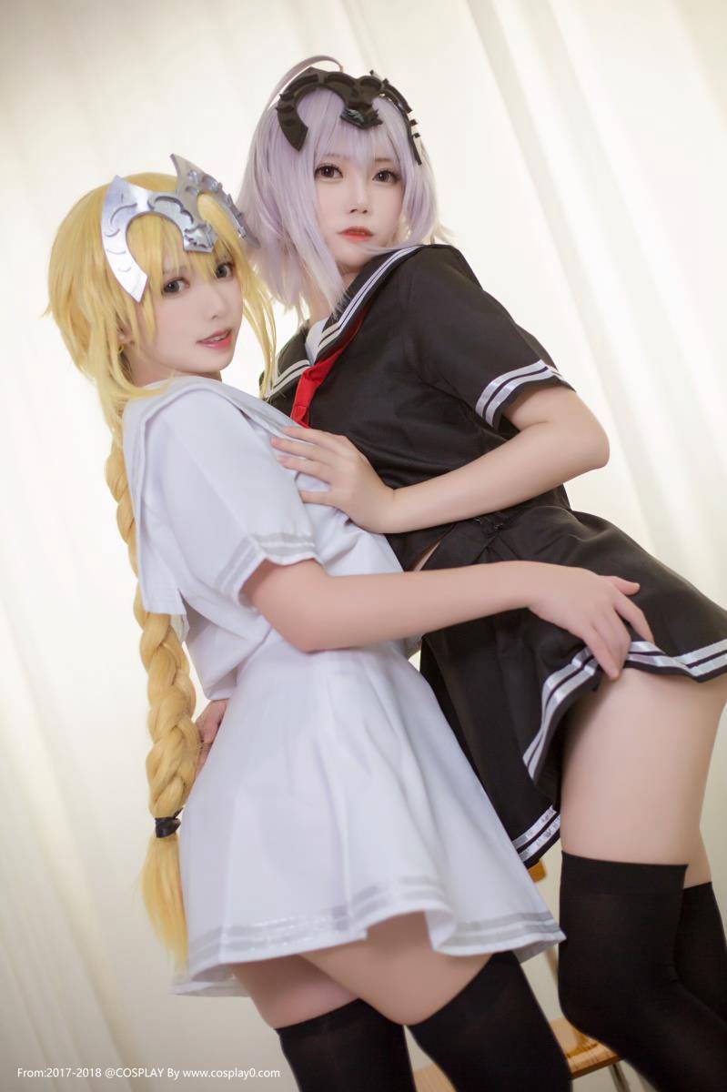 Cosplay福利/鳗鱼霏儿&大肉丸aimee姐妹花贞德内衣诱惑Cosplay福利