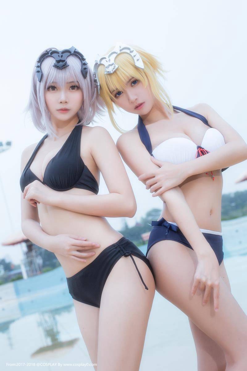 Cosplay福利/鳗鱼霏儿&大肉丸aimee姐妹花贞德内衣诱惑Cosplay福利