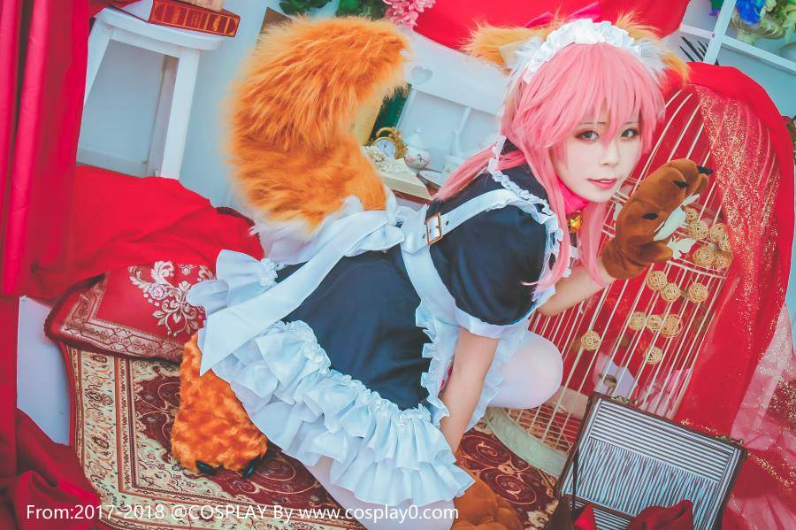 Cosplay福利/玉藻前[Fate]兽耳女仆白丝萝莉肛塞尾Csopalay福利