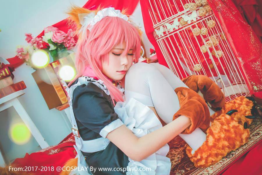 Cosplay福利/玉藻前[Fate]兽耳女仆白丝萝莉肛塞尾Csopalay福利