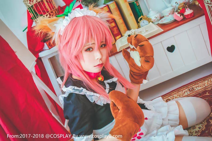 Cosplay福利/玉藻前[Fate]兽耳女仆白丝萝莉肛塞尾Csopalay福利