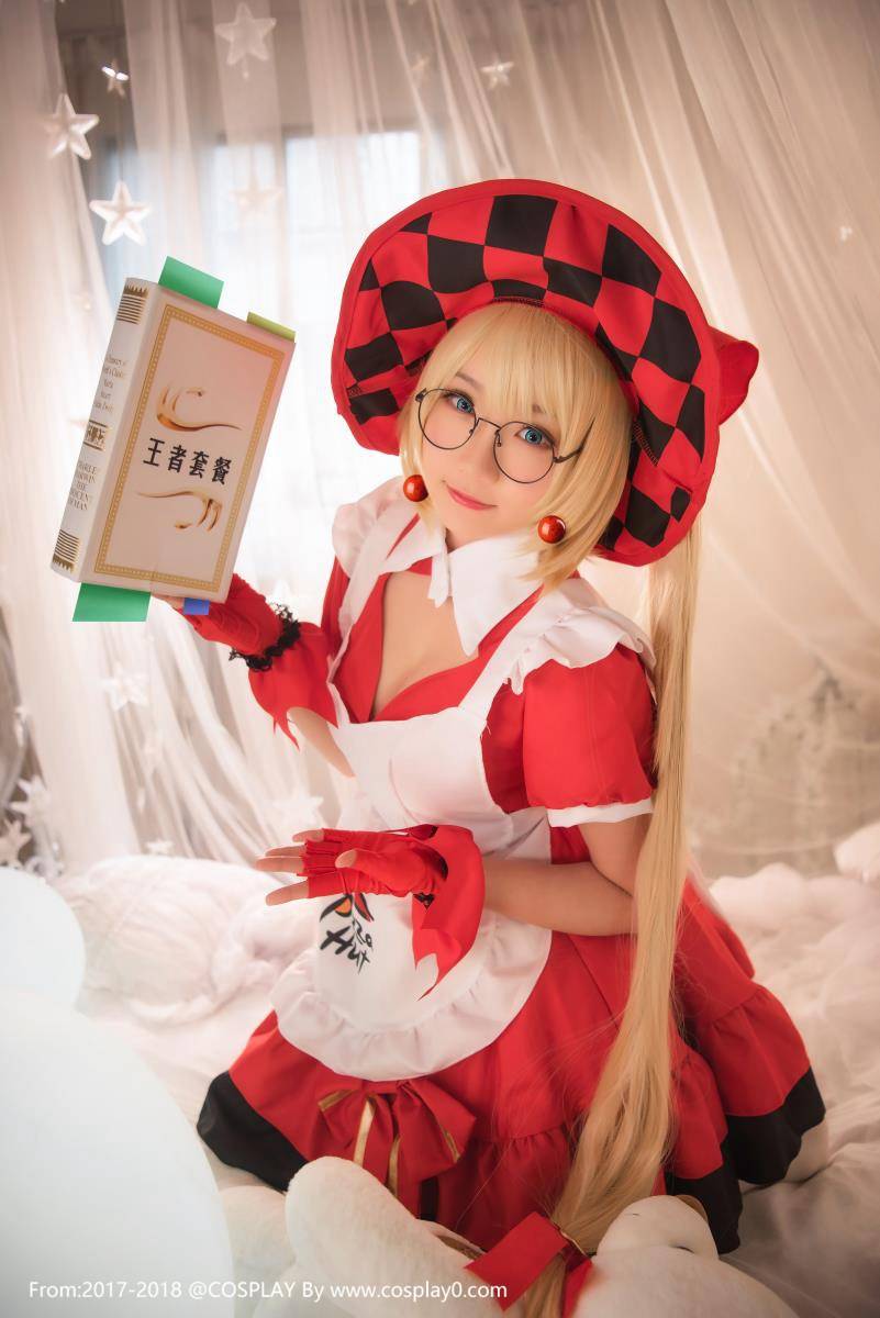 Cosplay福利/王者荣耀小厨娘巨乳萝莉瓜希Cosplay安琪拉白丝福利图