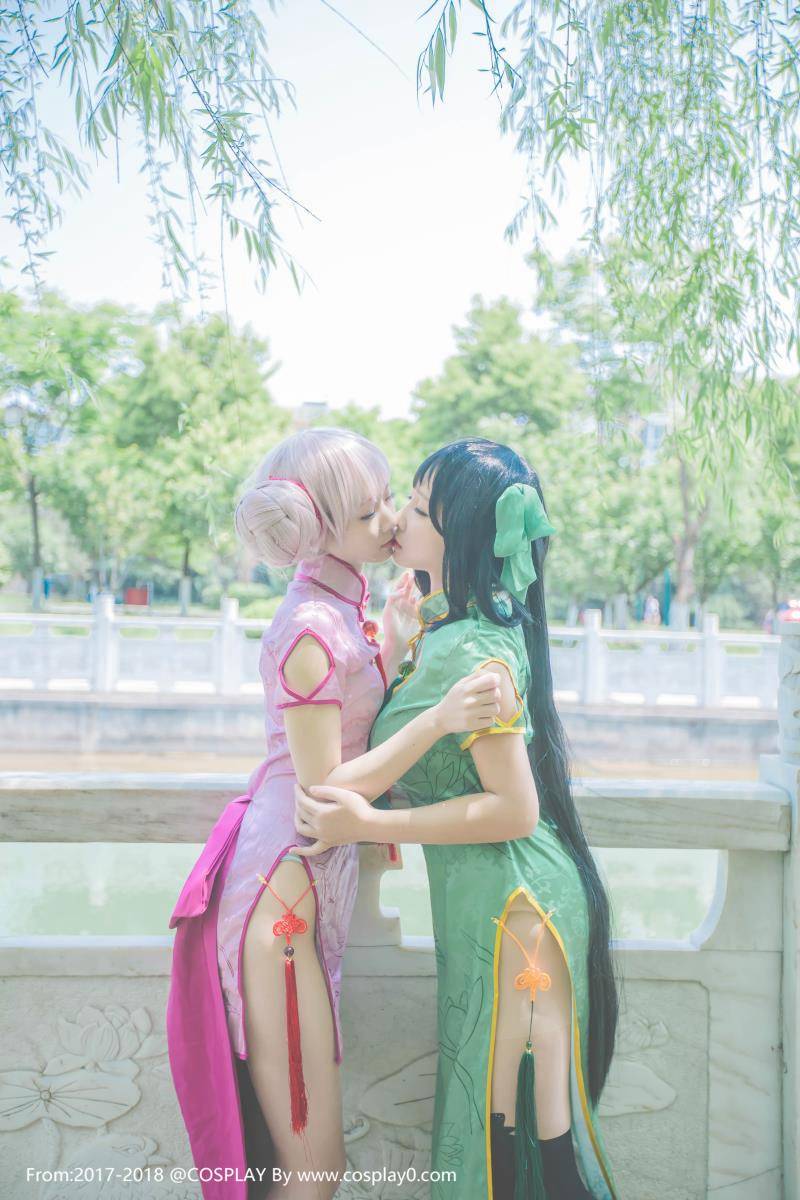 Cosplay福利/王者荣耀小乔孙尚香姐妹花旗袍Cosplay无内裤福利图片