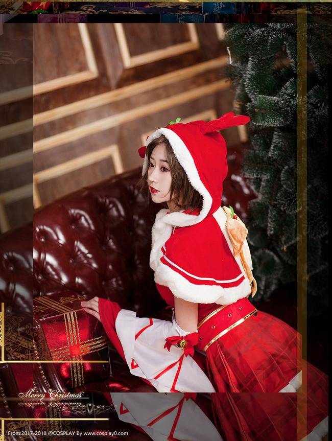 Cosplay福利/二次元萌妹子Cos王者荣耀圣诞恋歌貂蝉同人本子图片