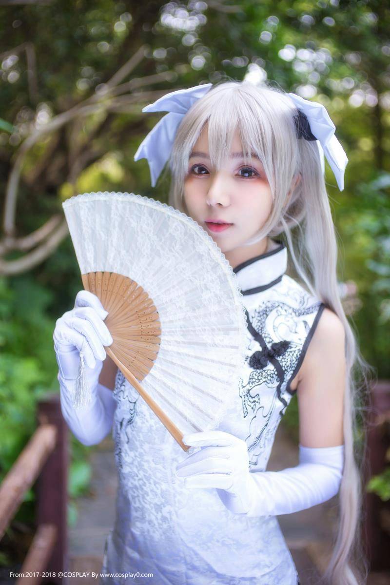 Cosplay福利/木子夕夕夕夕夕春日野穹旗袍白丝美腿Cosplay图片