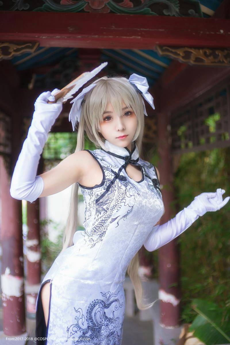 Cosplay福利/木子夕夕夕夕夕春日野穹旗袍白丝美腿Cosplay图片