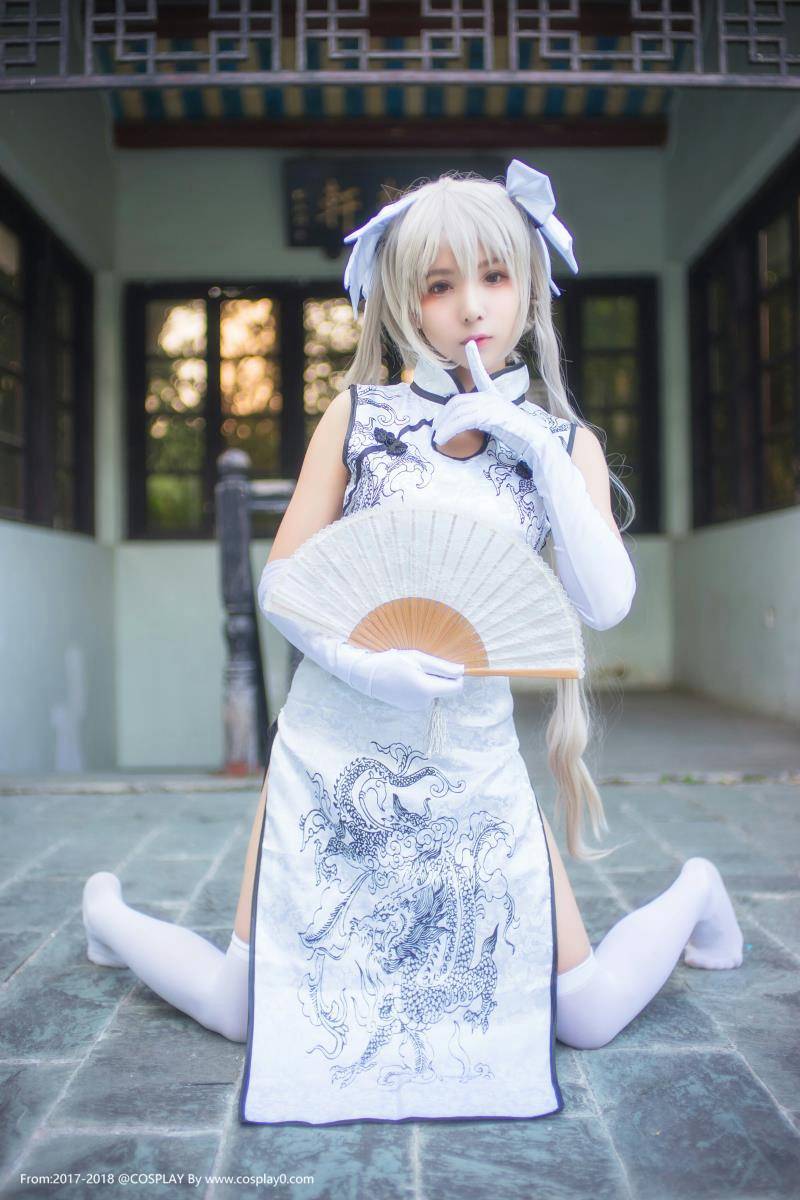 Cosplay福利/木子夕夕夕夕夕春日野穹旗袍白丝美腿Cosplay图片