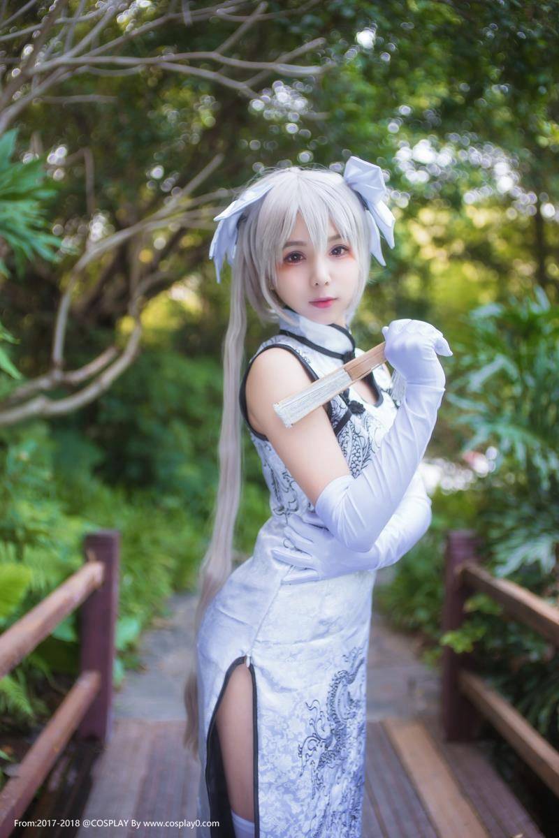 Cosplay福利/木子夕夕夕夕夕春日野穹旗袍白丝美腿Cosplay图片