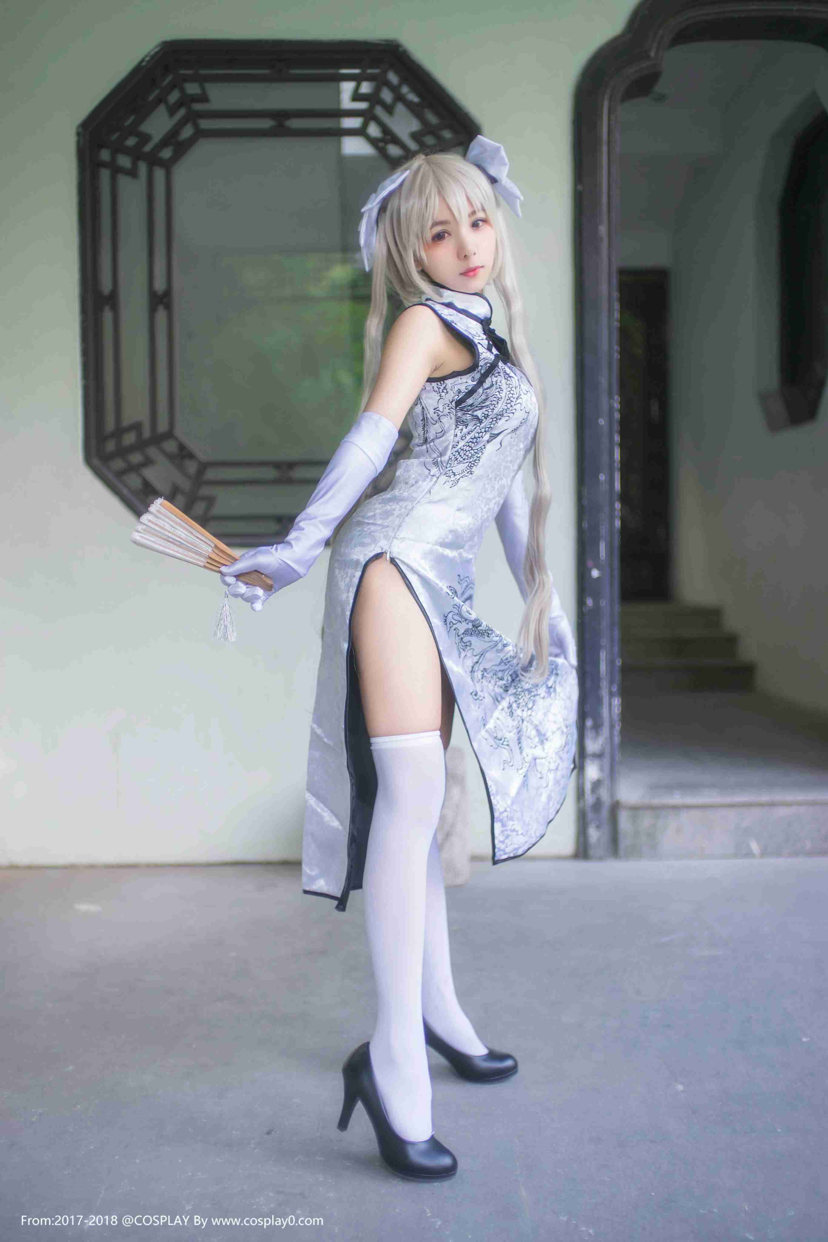 Cosplay福利/木子夕夕夕夕夕春日野穹旗袍白丝美腿Cosplay图片