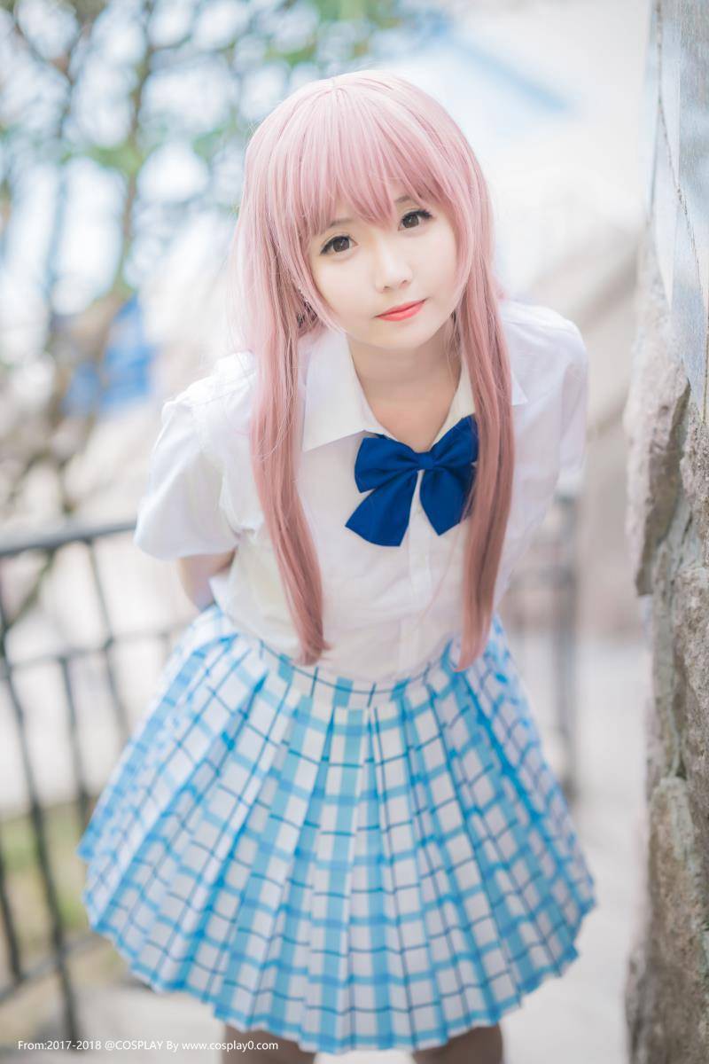 Cosplay福利/声之形西宫硝子萌妹子制服白丝萝莉碳酸熊卡Cos图片