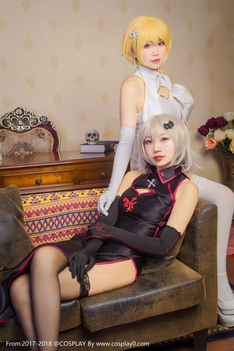 Cosplay福利/黑白贞德旗袍美女Cos小姐姐黑丝白丝诱惑福利套图