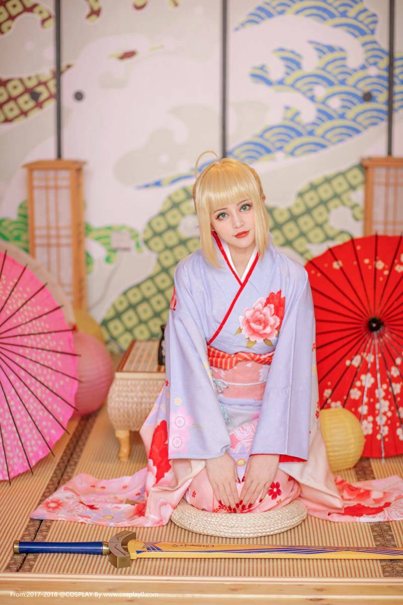 Cosplay福利/二次元萌妹子和服Saber同人Cosplay唯美写真图片
