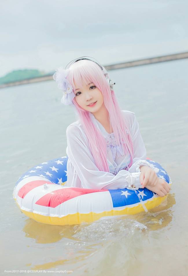 Cosplay福利/清纯美女Cos超级索尼子薄纱透明装