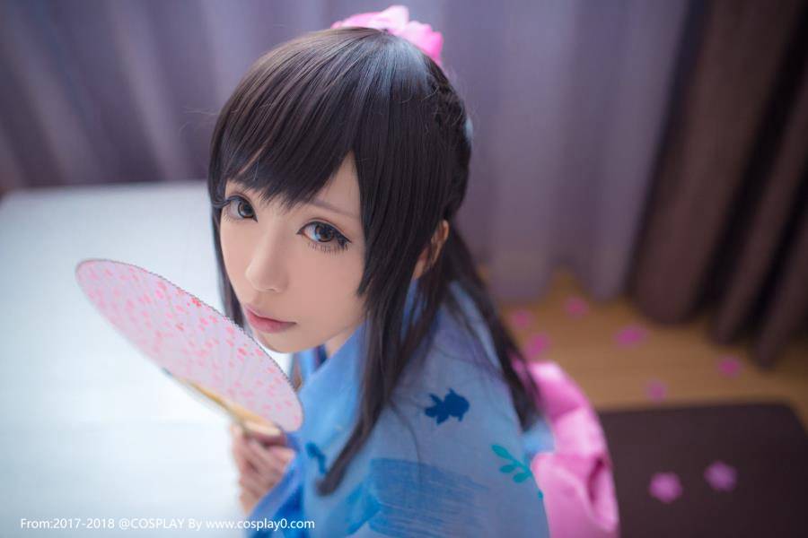 Cosplay福利/清纯美女青青子Cosplay高岭爱花同人和服图片