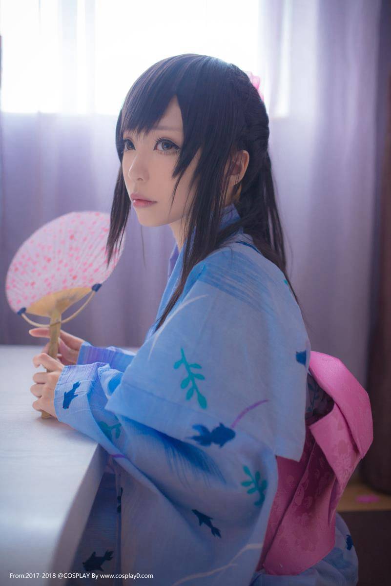Cosplay福利/清纯美女青青子Cosplay高岭爱花同人和服图片