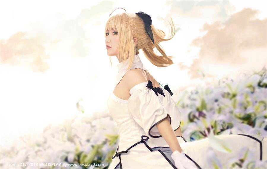 Cosplay福利/半次元板儿Cos花嫁saber白丝诱惑美女写真照片