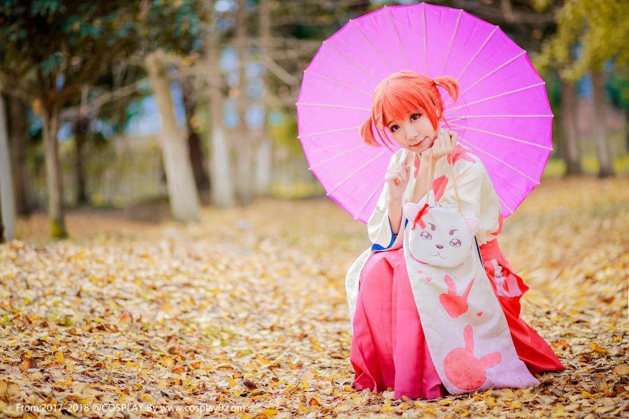 Cosplay福利/半次元萌妹-黑川-银魂神乐Cos和服萝莉写真图片